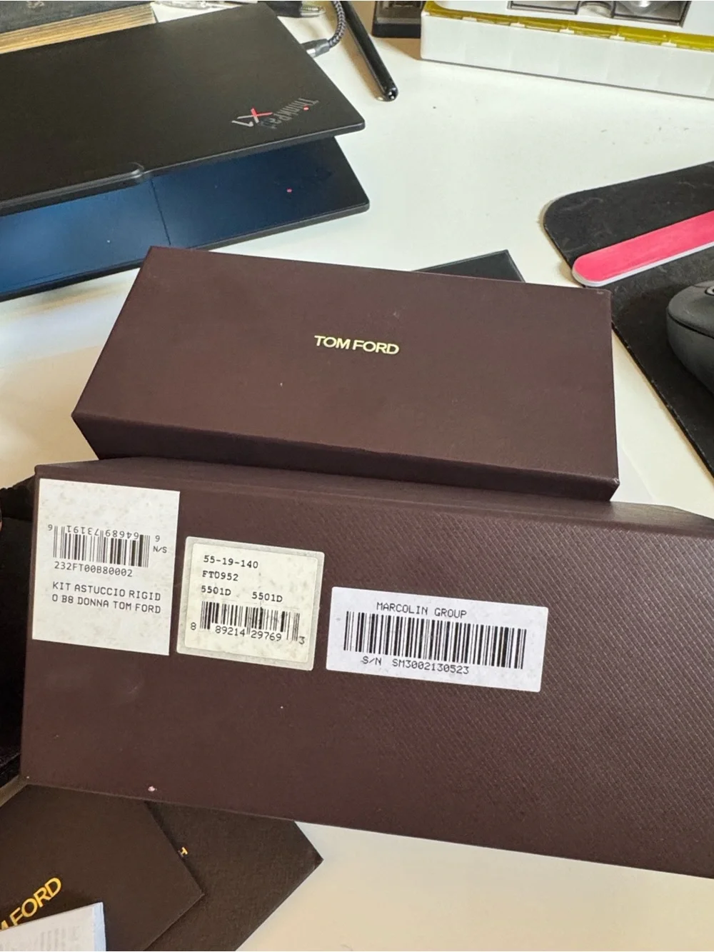 Tom Ford Gold and Brown Oversized Square Sunglasses